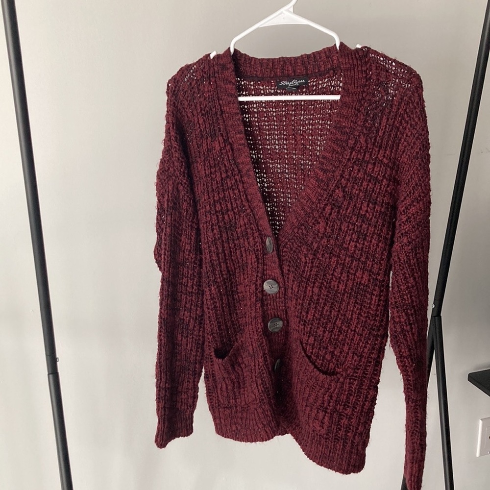 Red Button Up Cardigan